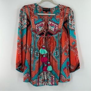 Hemant and Nandita Embroidered Cotton Cape Top size Small